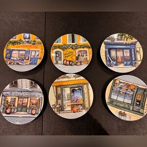 6 - Philippe Deshoulieres Boutique Provencales cocktail plate set- BRAND NEW.
